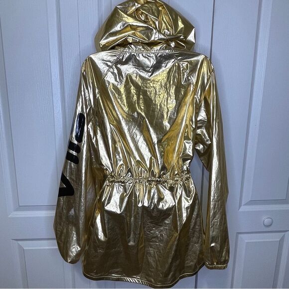 Fila Anorak Metallic Women’s Windbreaker Jacket Gold With Black Letters Size XL - Picture 7 of 14